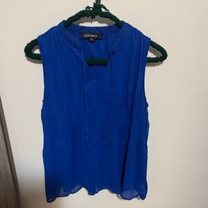 Ellen Tracy Cobalt Blue Pleated Tie-Neck Sleeveless Camisole
